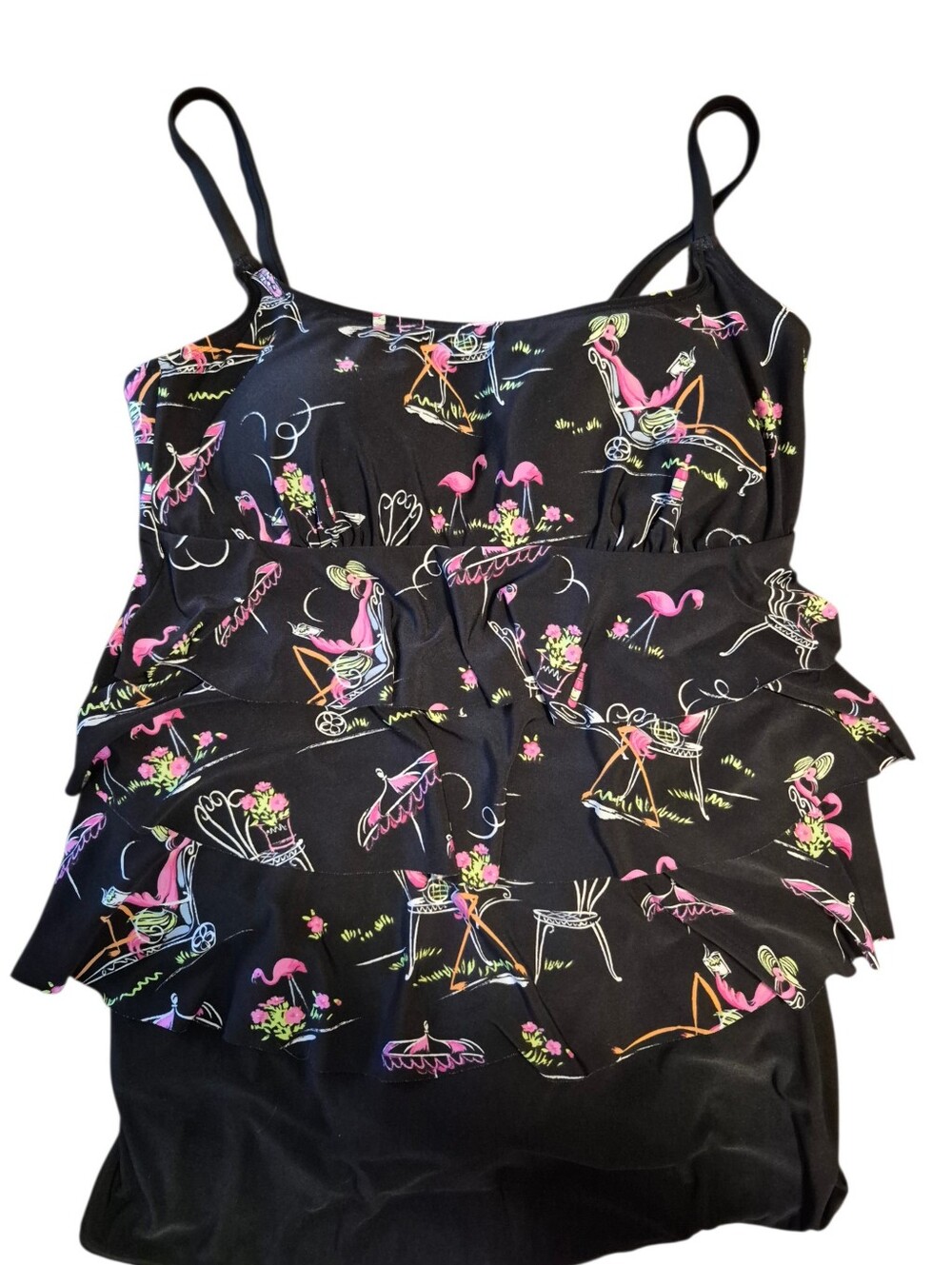 Longitude One Piece Skirtini Long Torso Flamingo Swinmsuit- 12.     L17